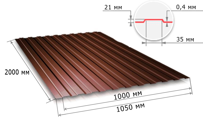 С21 0,4x1000x2000 RAL 8017 шоколадно-коричневый